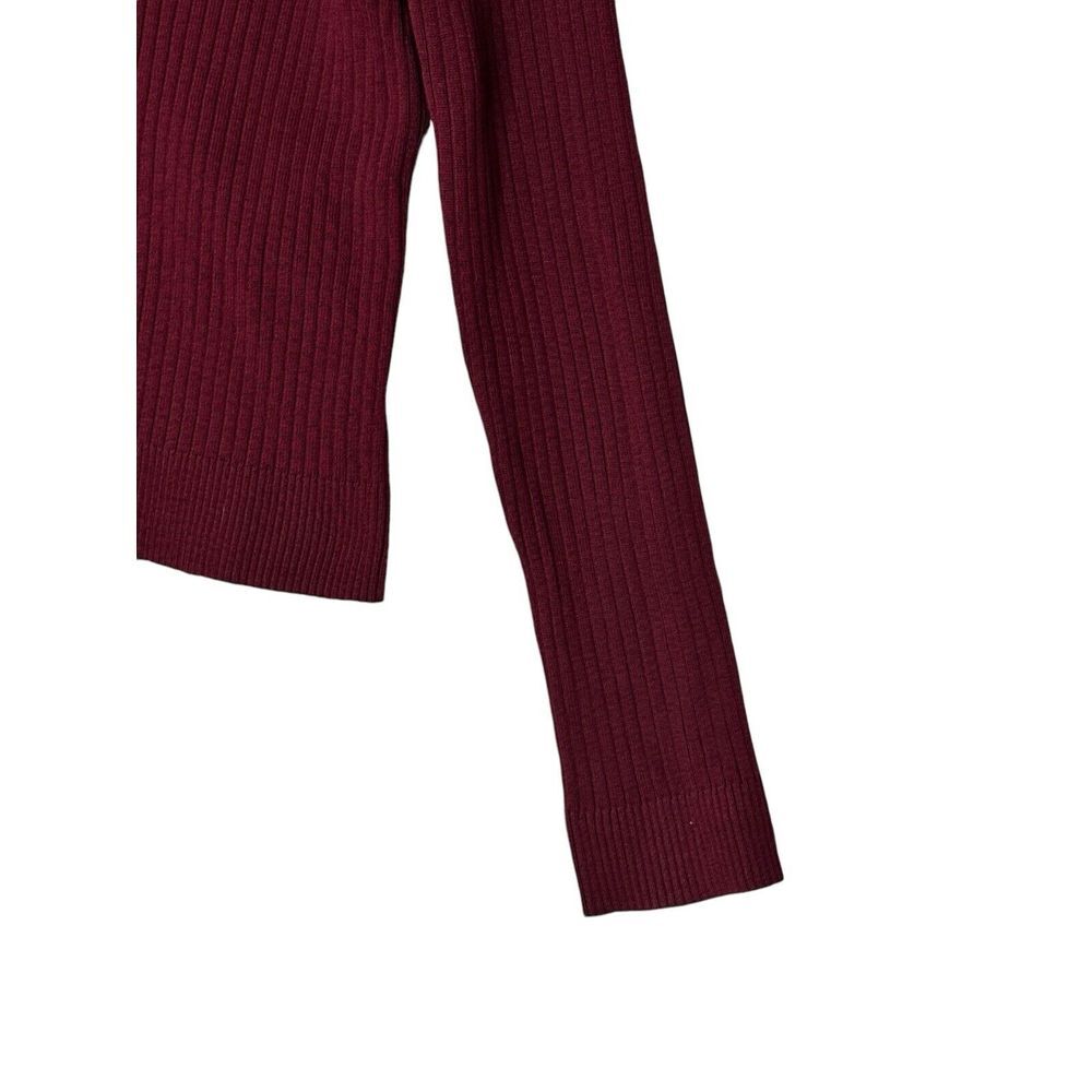 Skies are Blue Anthropologie Top Womens Medium Burgundy Long Sleeve‎ Stretch - Picture 5 of 8